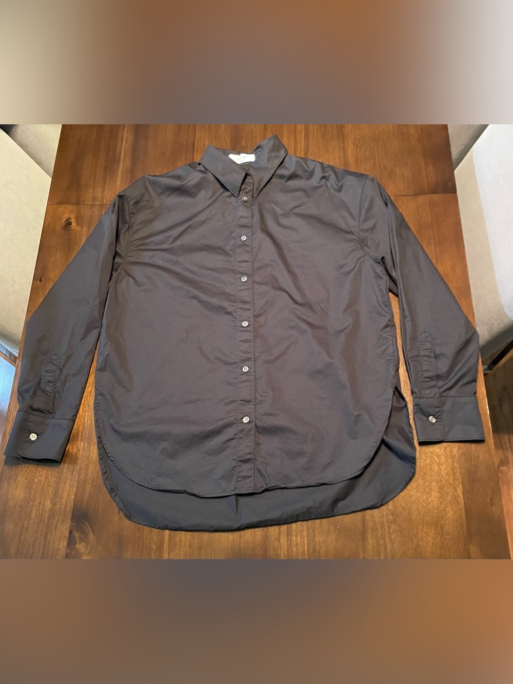 soldout.nyc Women’s Black Solid Cotton Dress Shirt L 32/33 Lightweight Button
